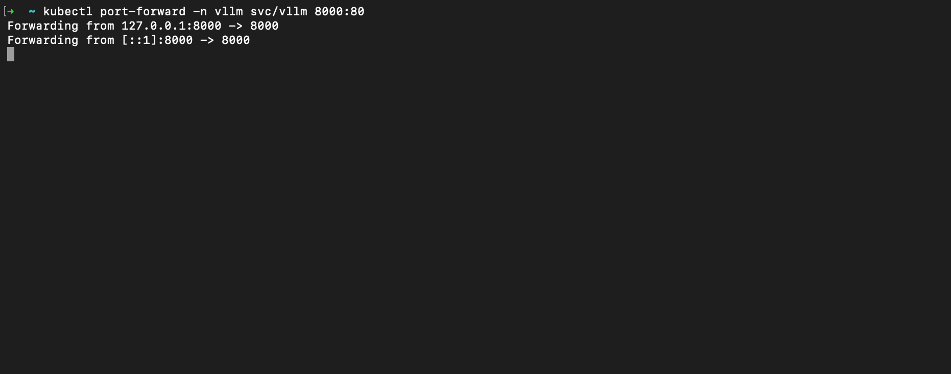 kubectl port-forward to the vLLM service